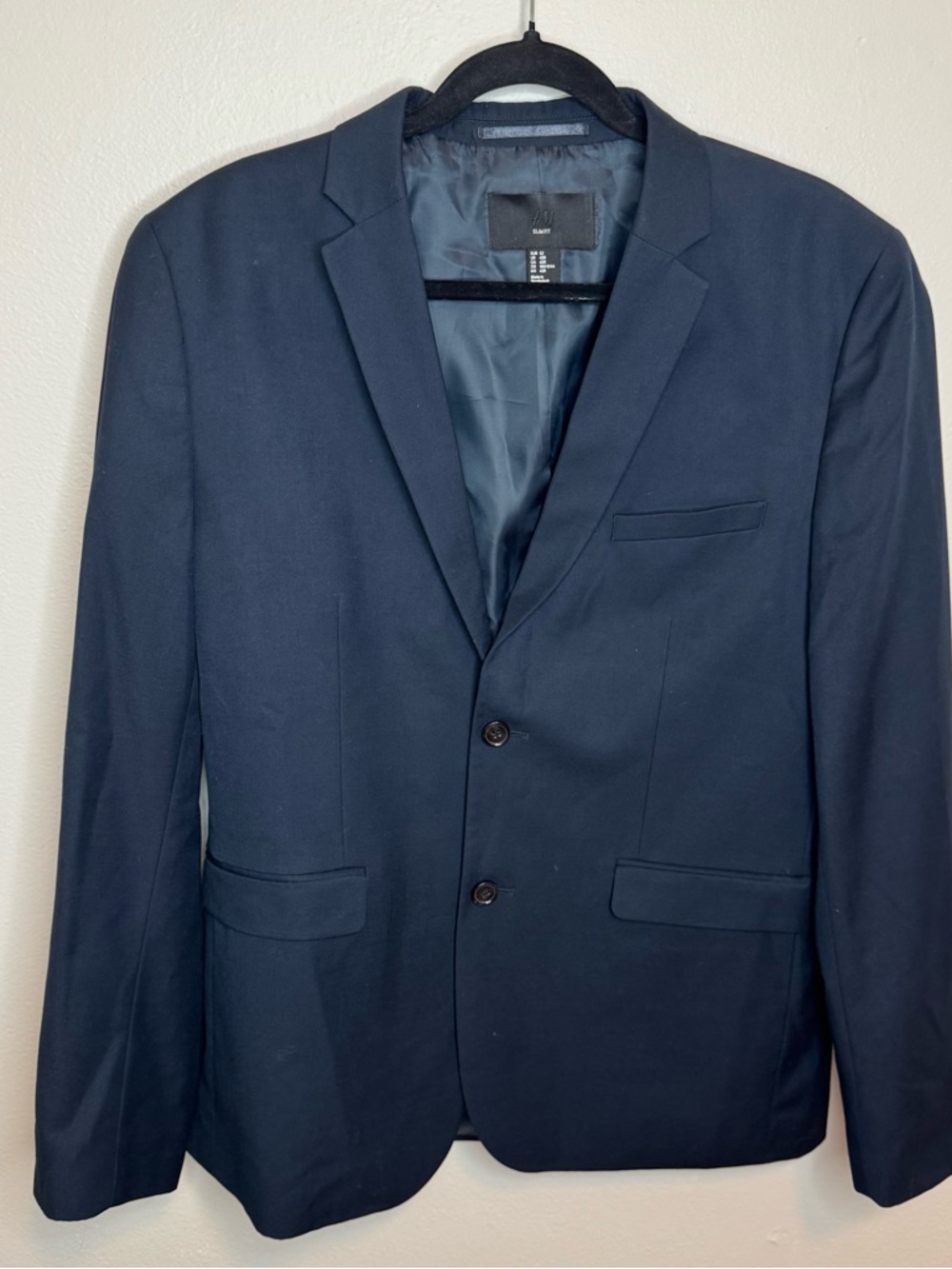 H&M Men’s Blazer Navy Slim Fit 42R - Picture 3 of 8